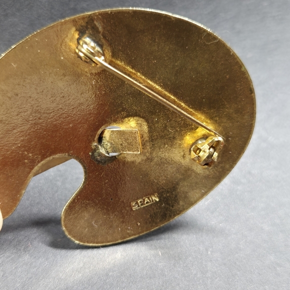 Spain Damascene 2-Tone Metallic Colorful Damascene Artists Painting Brooch - Picture 12 of 17